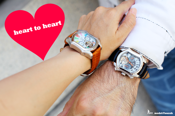心と心。彼氏彼女と腕時計製作プレゼント
